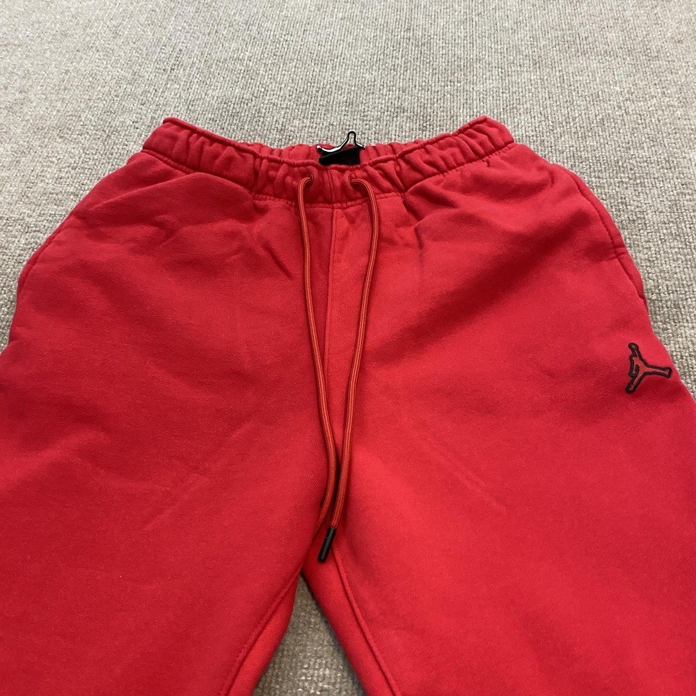 Jordan Sweatpants Mens Medium Red Fleece Joggers Elastic Waist Pockets Logo